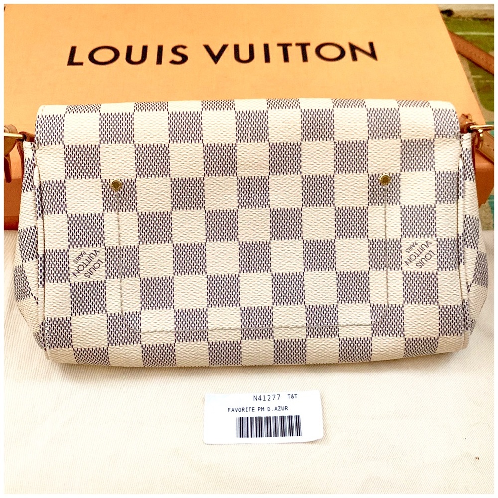 💯LOUIS VUITTON Damier Azur Canvas Favorite PM Bag - Picture 4 of 8